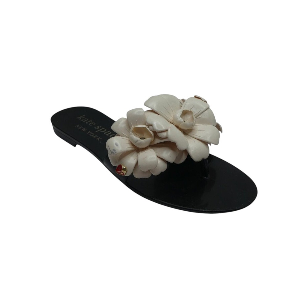 Kate Spade Jaylee Floral Ladybug Jelly Slide Sandals Womens Size 6 Black White